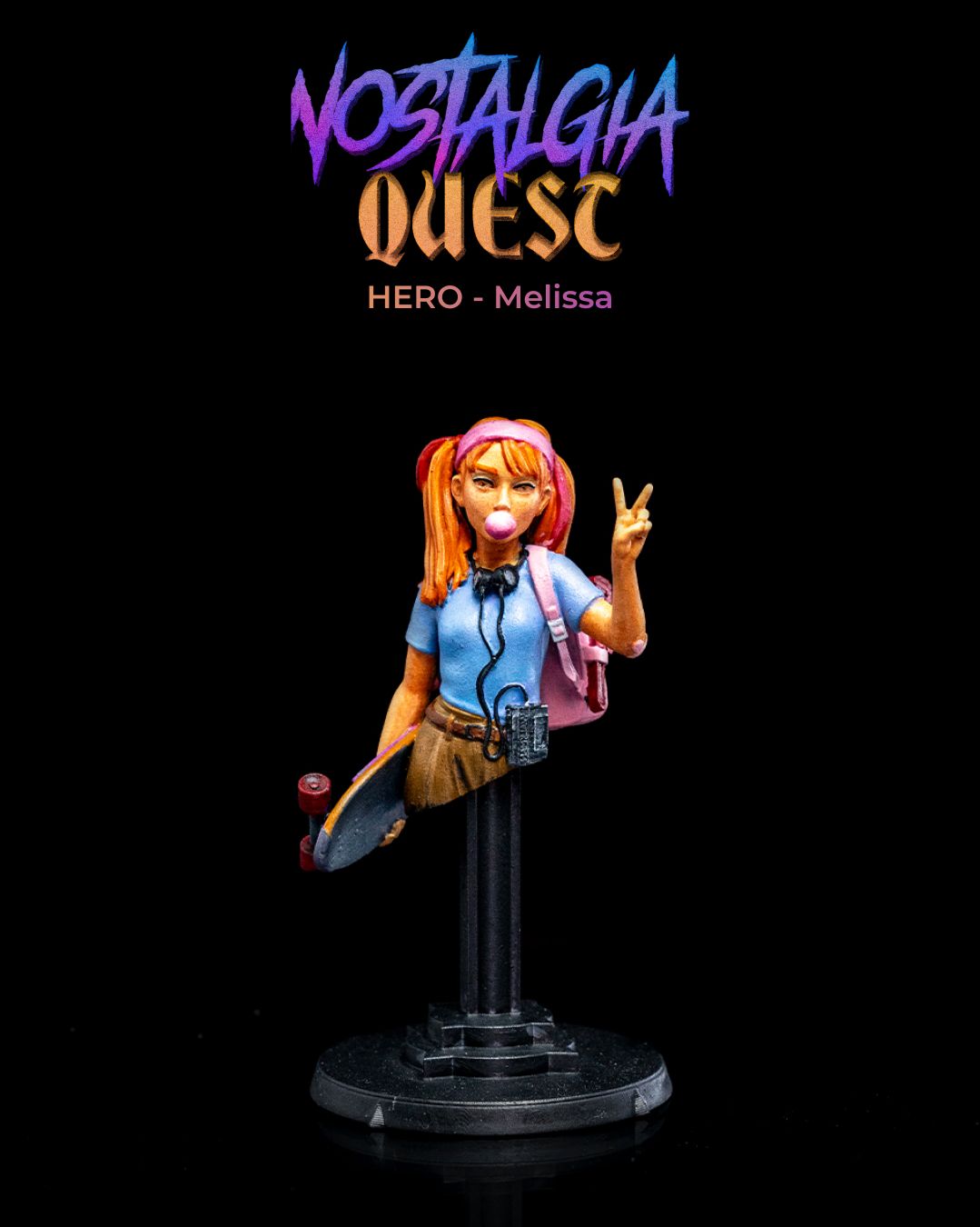 Heroes and NPCs of Nostalgia Quest | 3D-Printed RPG Miniatures | Ozzy Roses, Kyle Mcfly, and More