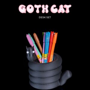 Goth Cat Desk Set