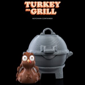 Turkey in a Grill Keychain Container