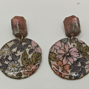 Boucles d'oreilles artisanales fleuries et résine scintillante