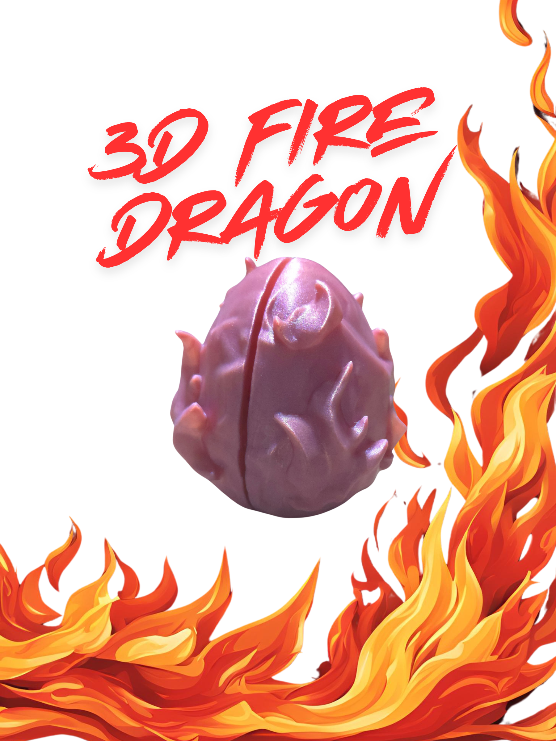 3D Printed Baby Fire Dragon & Egg – Mystical Hatchling Collectible - Image 2