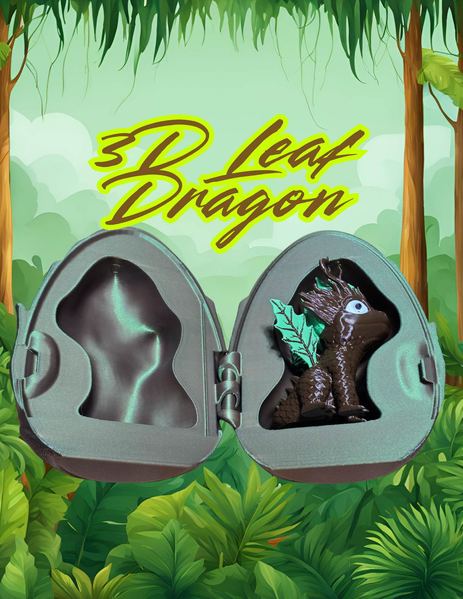 3D Printed Baby Leaf Dragon & Egg – Enchanted Forest Hatchling Collectible