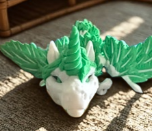 It's a dragon, but it has a unicorn horn. Can that even be? Maybe it's from another dimension, one where mythical creatures are real, and they roam around the world doing whatever they want. This dragon can do whatever he wants in our dimension too, and he's having the time of his life, playing in fields of flowers and making friends with whoever he comes across.