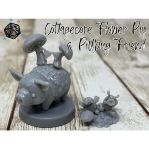 Cottagecore Flower Pig w/ Pillbug Friends | Found Family Adventurecraft | Tabletop miniatures | D&D | 5e-