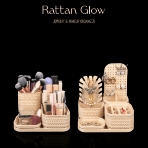 🌾 Rattan Glow – Jewelry & Makeup Organizer – Pretty Sorted Collection