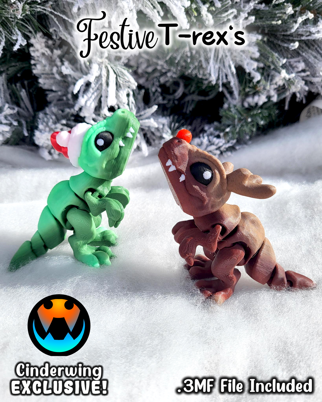 Festive T-rex's! Dinodeer & Santasaurus - Image 2