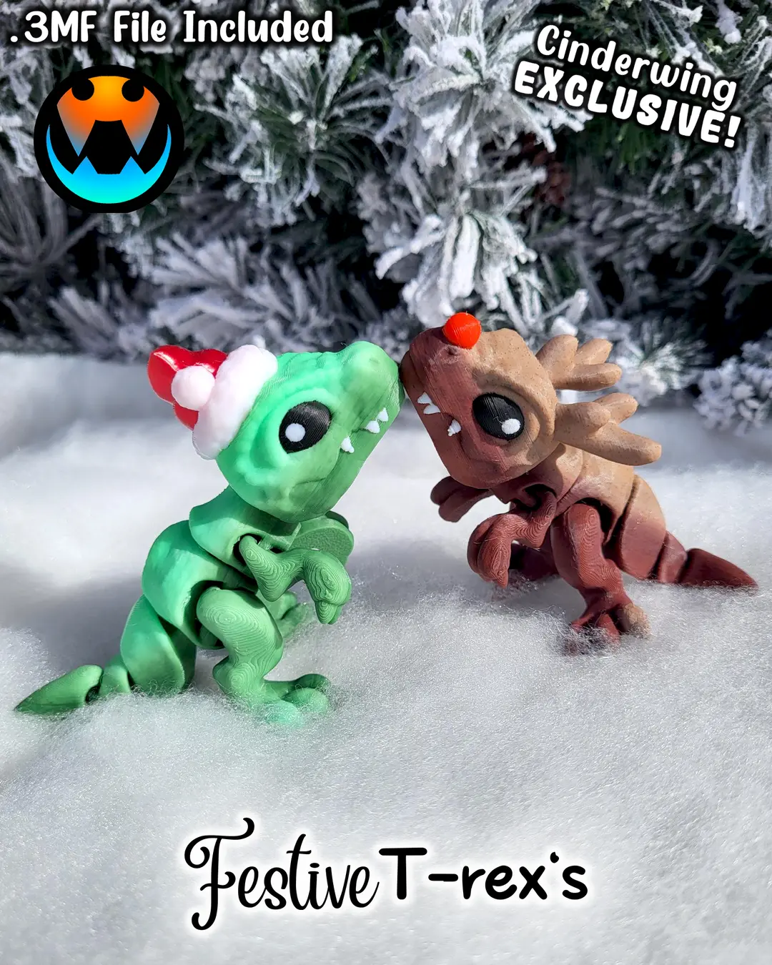 Festive T-rex's! Dinodeer & Santasaurus