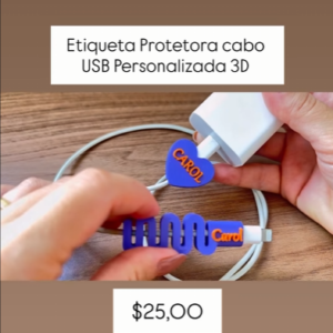 Etiqueta Protetora Cabo USB Personalizado 3D